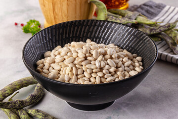 Raw dry white beans heap