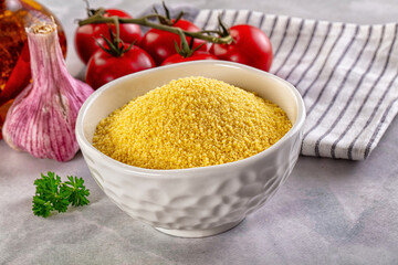 Vegan cuisine - raw dry couscous