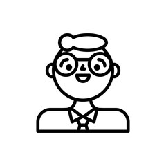 Outline Avatar Of A Smiling Boy Wearing Glasses And A Collared Shirt On A White Transparent Background Simple Cartoon Style Icon