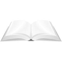 Open White Book With Blank Pages and Shadow Isolated on Transparent Background