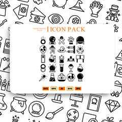 A set of black and white icons