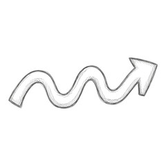 Wavy arrow doodle isolated on transparent background pointing to the right direction