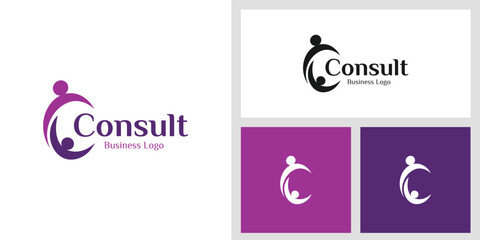 Consultant or Coaching Logo Design with Abstract People Forming Letter C Symbol Represents Communication and Partnership Graphic Concept for Consulting, Corporate, and Professional Services