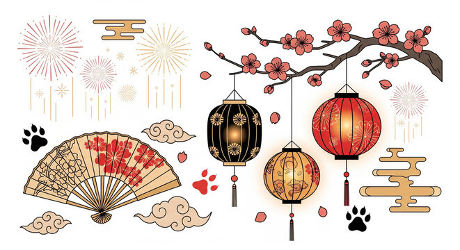 chinese new year decoration with lanterns