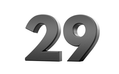 Naklejka premium Sleek. metallic Black number 29 Twenty nine with a glossy surface. 3d illustration
