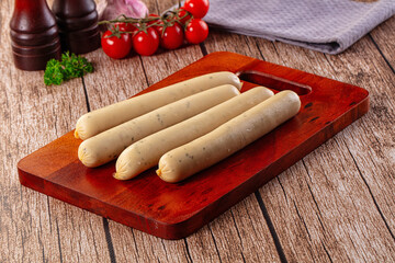Raw white German veal sausages