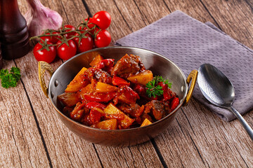 Stew Hungarian goulash with beef and vegetables