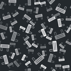 Grey Sauna wood bench icon isolated seamless pattern on black background. Vector