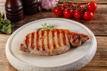 Juicy grilled pork fillet steak
