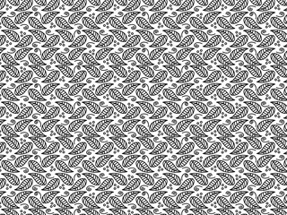 Black and white monochrome floral doodle seamless pattern