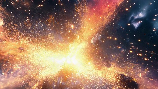 Cosmic supernova explosion creating new galaxy stars