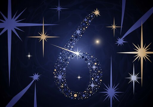 Number Six in a Starry Night Sky - Celestial Numerology.