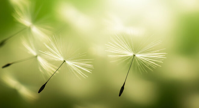 dandelion seeds in the wind - Powered by Adobe