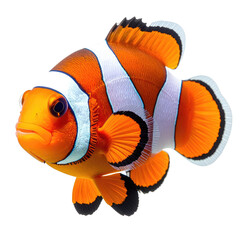 Vibrant orange and white clownfish isolated on black