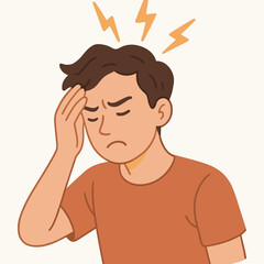 Head with lightning for headache