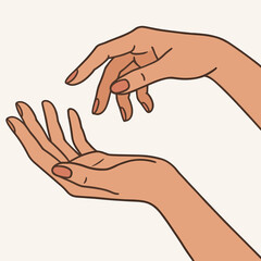 Close-up of manicured hands with nude nails