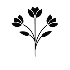 Black and white floral vector illustration of a plant leaf and sprout for eco design