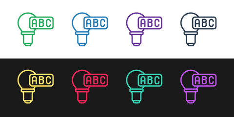 Set line Creative lamp light idea icon isolated on black and white background. Concept ideas inspiration, invention, effective thinking, knowledge and education. Vector