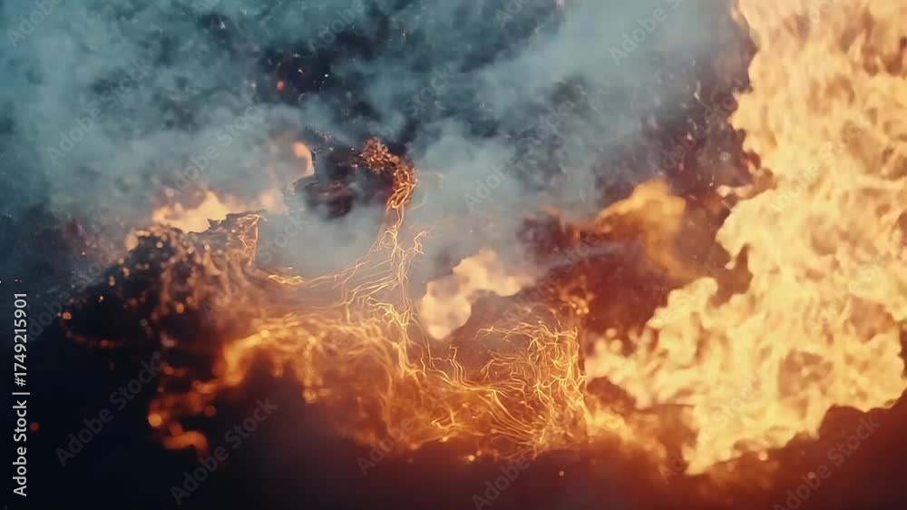 Canvas Prints energetic smoke and fire particles creating abstract chaos