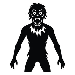 Black vector illustration of people running, showing a silhouette of a man and a woman runner as a sport icon design