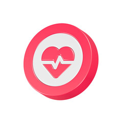 heart beat icon button 3d rendering 