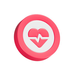 heart beat icon button 3d rendering 