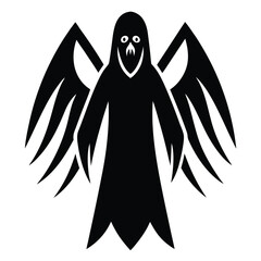 Black angel wings silhouette vector illustration of a flying bird feather design