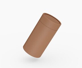 Blank brown paper jar, eco friendly packaging isolated on white background. 3d illustration