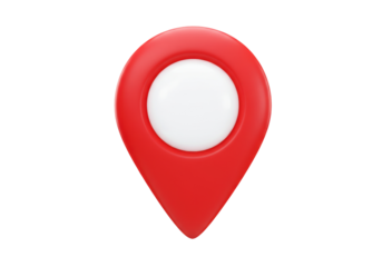 Red location pin PNG isolated on transparent background, map pointer for navigation and travel