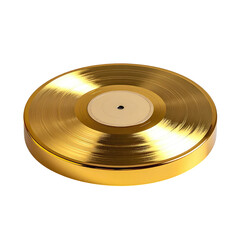 Gleaming gold vinyl record, award concept, isolated on black background