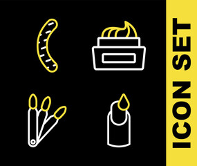 Set line Bottle of nail polish, Manicure, False nails and Nail file icon. Vector