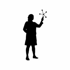 Therapist explaining coping mechanism diagram silhouette isolated on white background