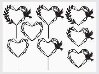 Floral heart with peace bird ...