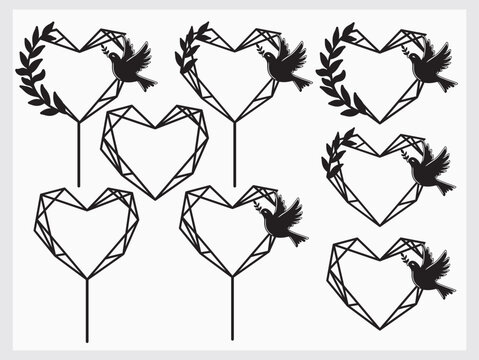 Floral heart with peace bird ...