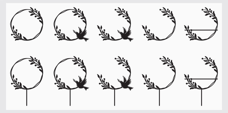 Circle floral with peace bird...