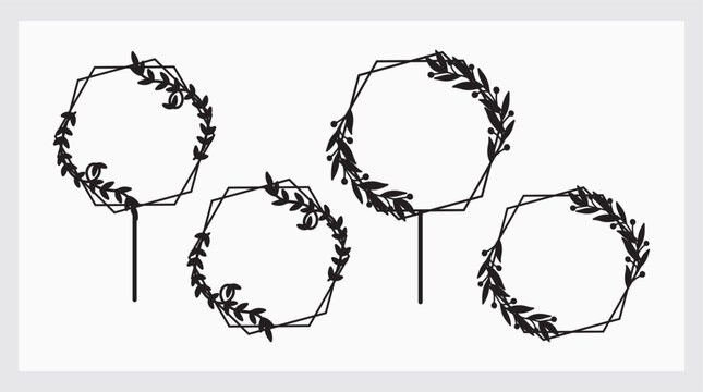 leaves line art cake toppers.eps