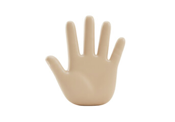 Beige hand gesture isolated on transparent background, stop sign or high five in cartoon style PNG