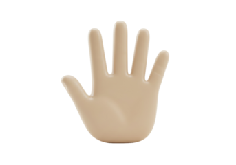 Beige hand gesture isolated on transparent background, stop sign or high five in cartoon style PNG