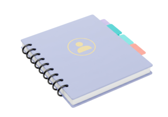 Spiral bound notebook with dividers isolated on transparent background, personal organizer for planning and scheduling