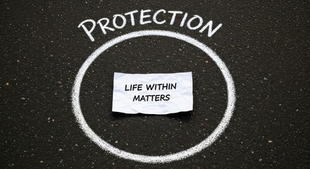 Chalk message of Life Within Matters written for protection