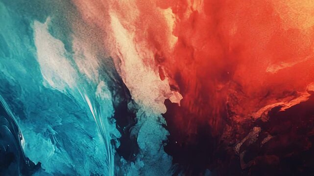 Abstract fire and ice liquid clashing concept