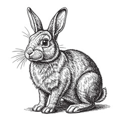 Wild Rabbit, engraving vector illustration