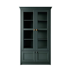 Obraz premium Elegant Display Cabinet: A meticulously crafted wooden display cabinet with glass doors, showcasing sophisticated design and timeless appeal.