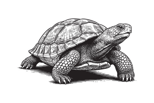 Desert Tortoise (Gopherus Agassizii) engraving vector illustration