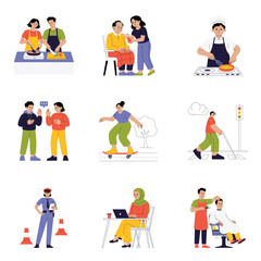 Fototapeta premium Inclusive couple cooking and ability diversity concept – Set 4