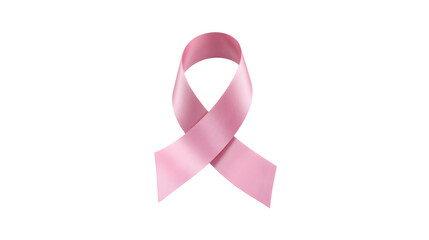 Pink Awareness Ribbon with Extended Curled End and Silky Gradient Texture on White Background
