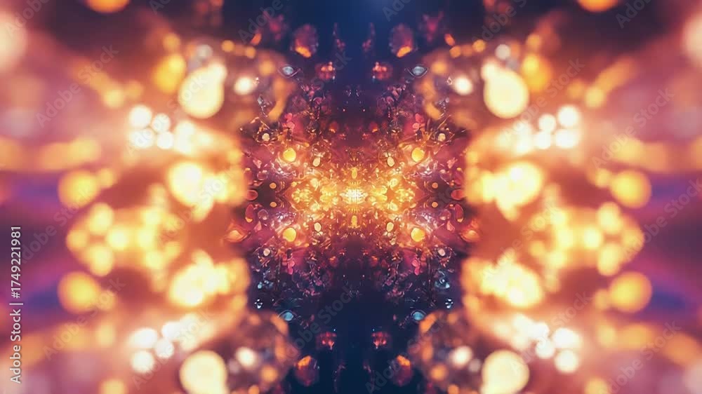 Wall mural abstract glowing fractal art with colorful symmetrical pattern