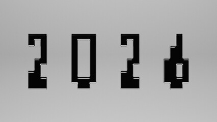 3d 2026 New Year Futuristic Digital Numbers Illustration