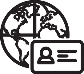 Vector art of global identification icon this vector graphic represents a world globe and an id card, perfect for illustrating international identity, global access, and travel concepts on