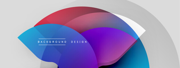 Obraz premium Abstract colorful layers overlap. Modern design features vibrant blue, red, purple gradients. Smooth shapes create dynamic visual effect.